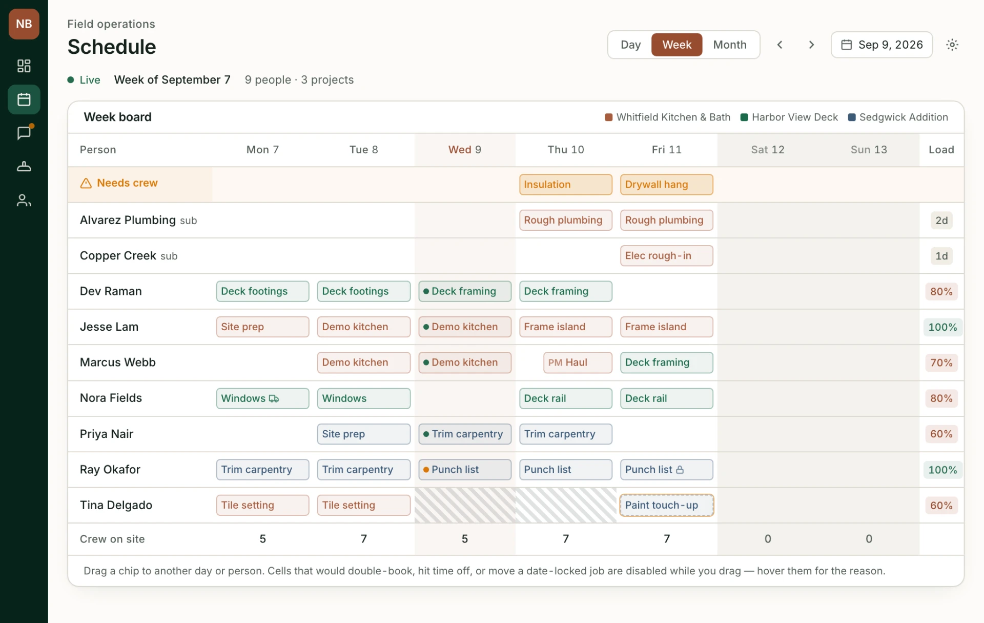 Week-view schedule